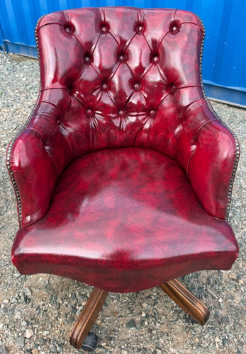 Oxblood leather swivel - leather, desk